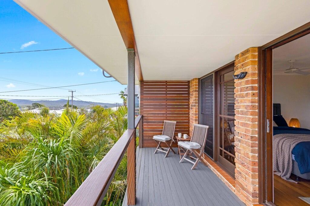 Balcony off main bedroom with water views