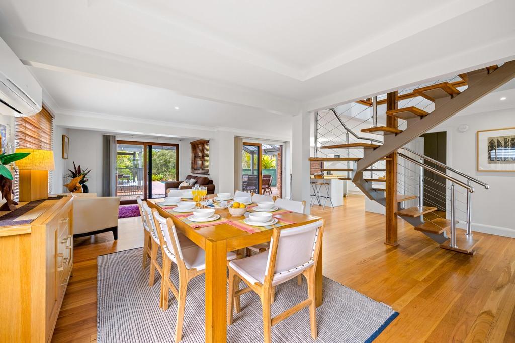 Open plan dining area with table